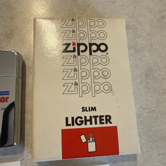 Vtg Purolator Courier High Polish Chrome Slim Zippo Lighter W/Box & Manual NEW - Picture 4 of 13